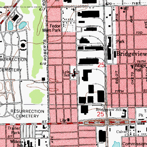 Topographic Map of Robina Lyle Elementary School, IL