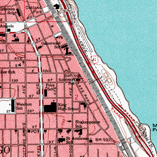 Topographic Map of Jackie Robinson Elementary School, IL