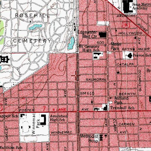 Topographic Map of Rogers Park Montessori School, IL