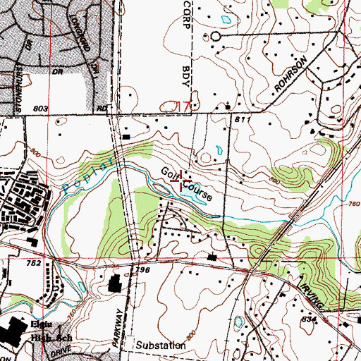 Topographic Map of Rolling Knolls Golf Club, IL