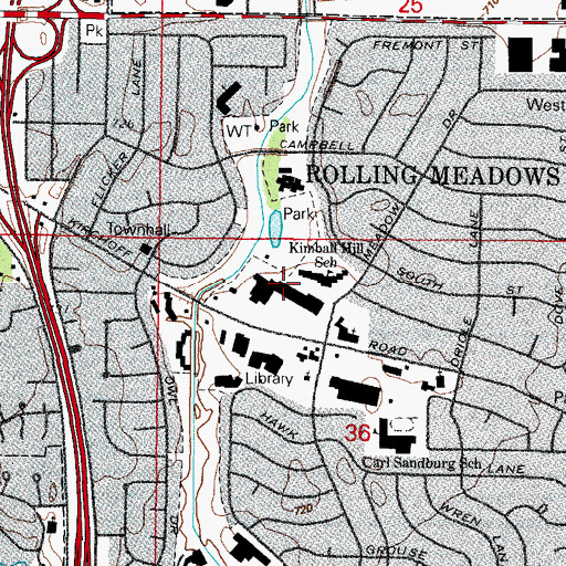 Topographic Map of Rolling Meadows Shopping Center, IL