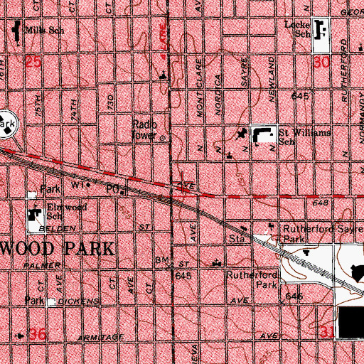 Topographic Map of Roma Driving School, IL