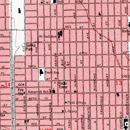 Topographic Map of Roma School of Beauty Culture, IL