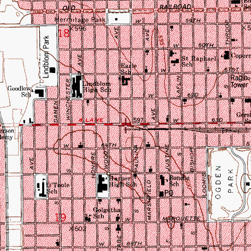 Topographic Map of Romper Room Day Care and Kindergarten, IL