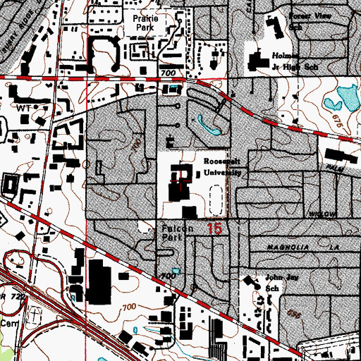 Topographic Map of Roosevelt University, IL