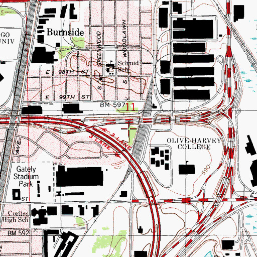 Topographic Map of Roseland Community Educational Center, IL