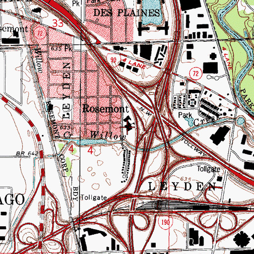 Topographic Map of Rosemont Elementary School, IL