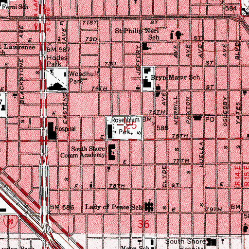Topographic Map of Rosenblum Park, IL
