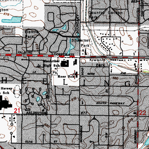 Topographic Map of Betsy Ross Elementary School, IL