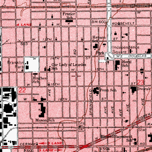Topographic Map of Roswell B Mason Playground, IL