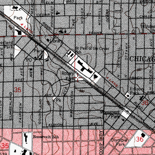 Topographic Map of Rotary Park, IL