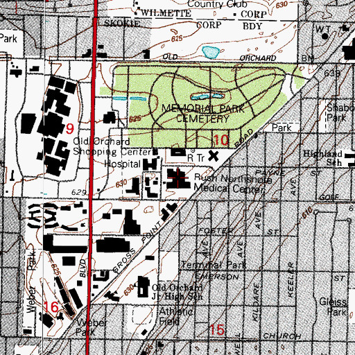 Topographic Map of Skokie Hospital, IL