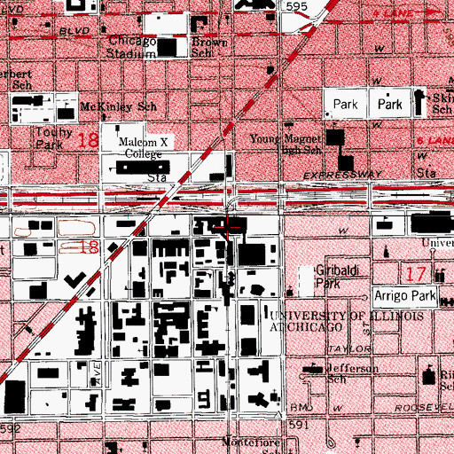 Topographic Map of Rush-Presbyterian-Saint Lukes Hospital, IL