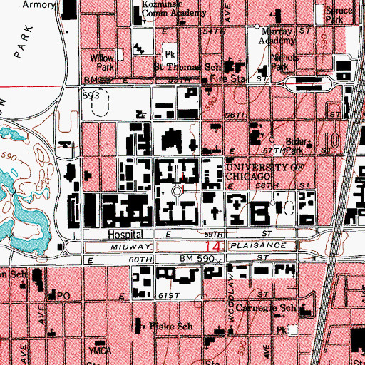 Topographic Map of Ryerson Hall, IL