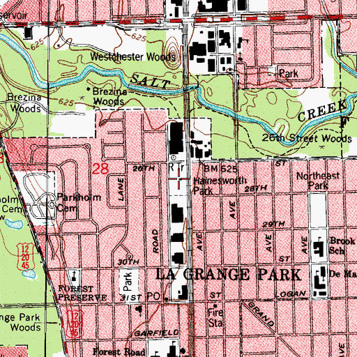 Topographic Map of Hainesworth Park, IL