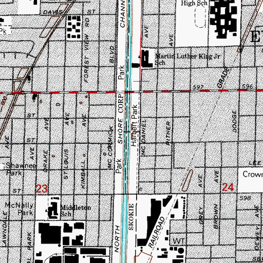 Topographic Map of Elizabeth Boynton Harbert Park, IL