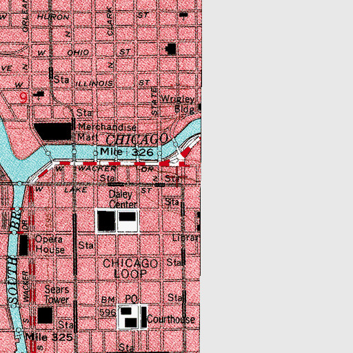 Topographic Map of Harold Washington College, IL