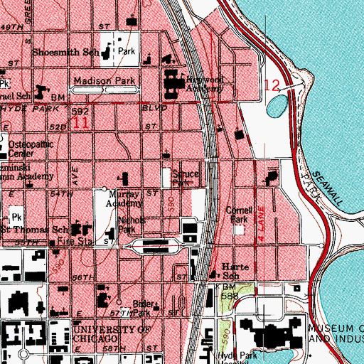 Topographic Map of Harper Crest Hall, IL