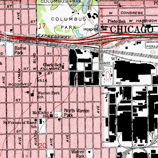Topographic Map of Hartgrove Behavioral Health System, IL