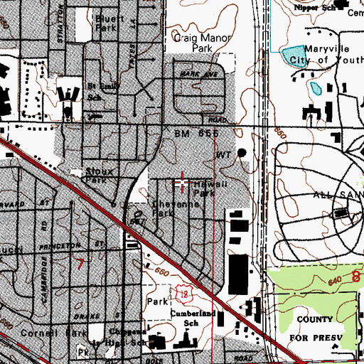 Topographic Map of Hawaii Park, IL