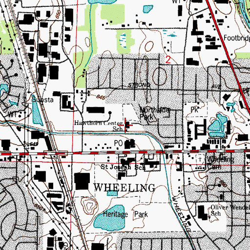 Topographic Map of Hawthorn Center School, IL