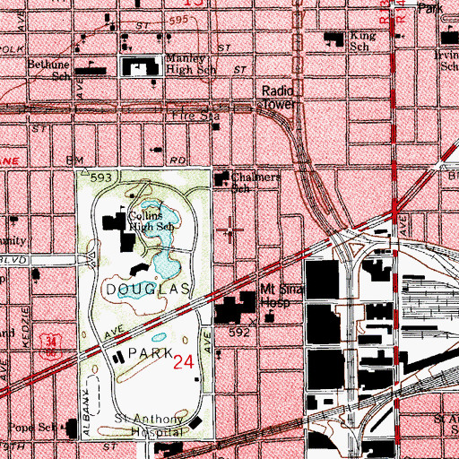 Topographic Map of Healing Temple Church of God in Christ, IL