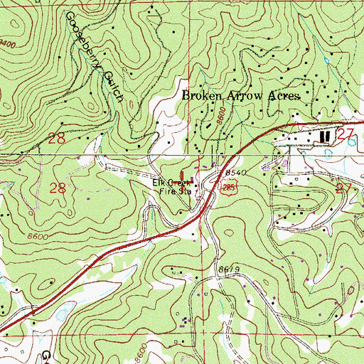 Topographic Map of Elk Creek Fire Station, CO