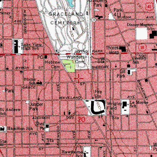 Topographic Map of Heart of Mary High School, IL
