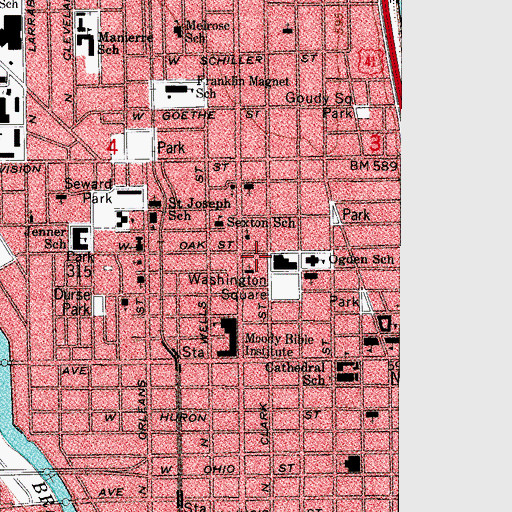 Topographic Map of Henrotin Hospital (historical), IL