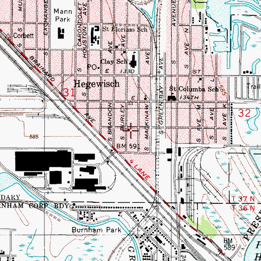 Topographic Map of Hegewisch United Methodist Church, IL