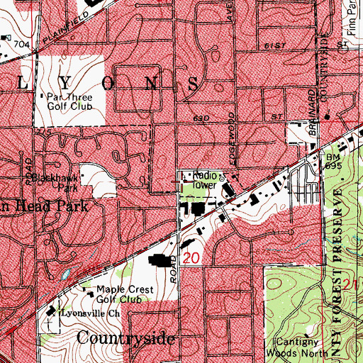 Topographic Map of Highlands Bible Church, IL