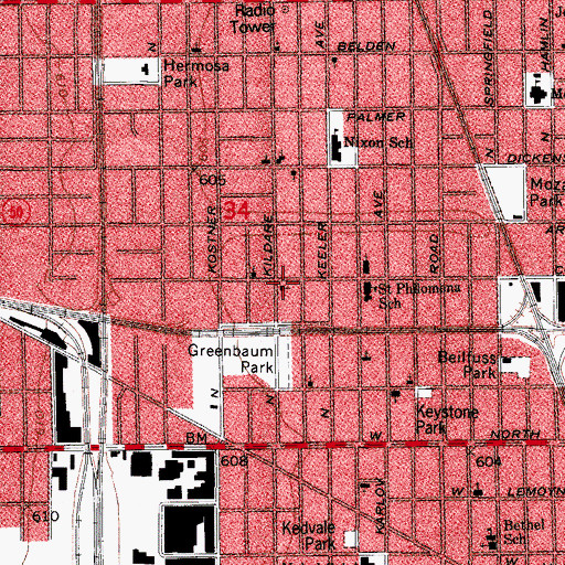 Topographic Map of Highway of Holiness Bible Way Pentecostal Church, IL