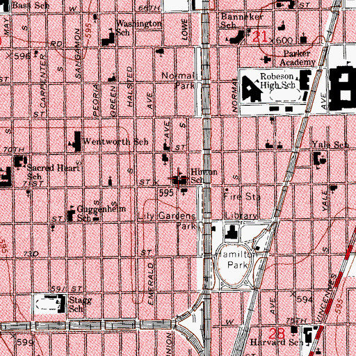 Topographic Map of Hinton Elementary School, IL