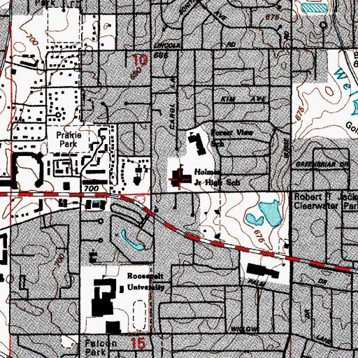Topographic Map of Holmes Junior High School, IL