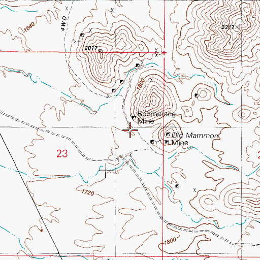 Topographic Map of Boomerang Mine, AZ