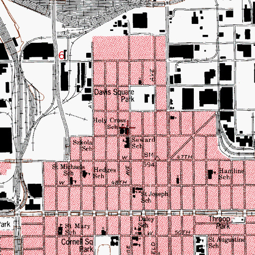 Topographic Map of Holy Cross Catholic Church, IL
