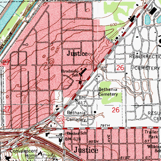 Topographic Map of Holy Cross Hellenic Orthodox Church, IL