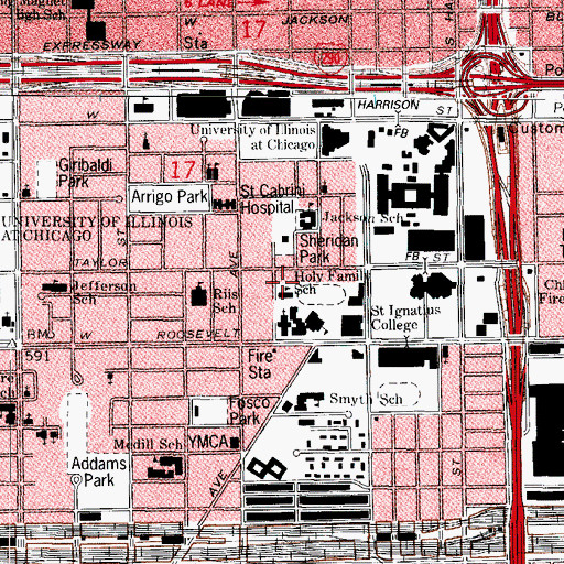 Topographic Map of Holy Family Catholic Church (historical), IL