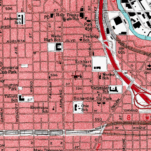 Topographic Map of Holy Innocents Catholic Church, IL