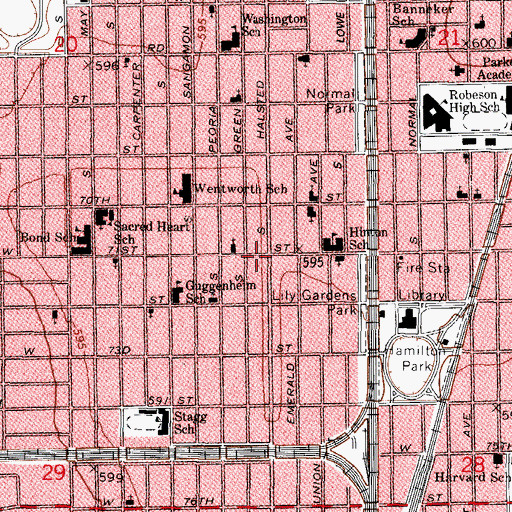 Topographic Map of Holy Miracle Pentecostal Fellowship Church, IL