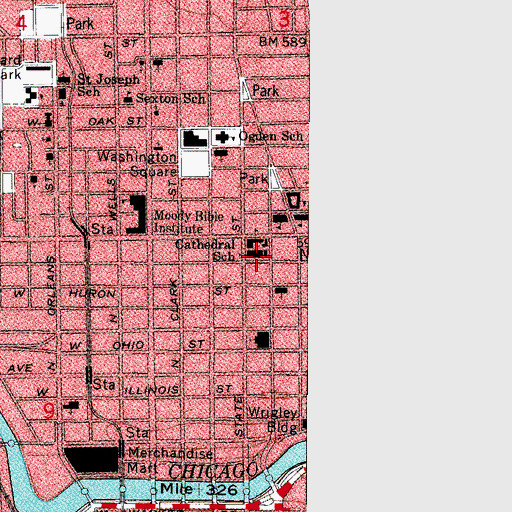 Topographic Map of Holy Name Cathedral, IL