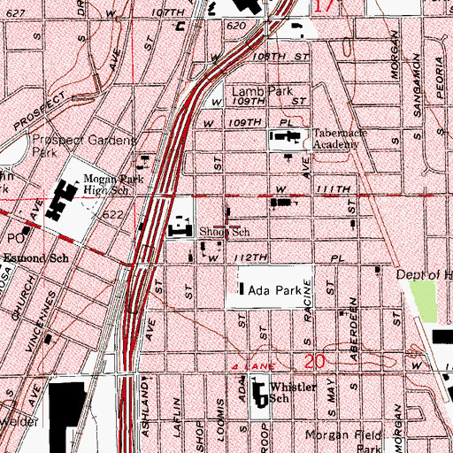Topographic Map of Holy Name of Mary Catholic Church, IL