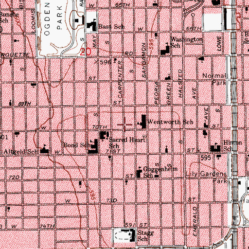 Topographic Map of Holy Nazarene Tabernacle, IL