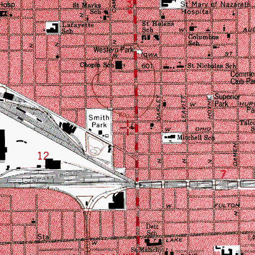 Topographic Map of Holy Rosary Catholic Church, IL