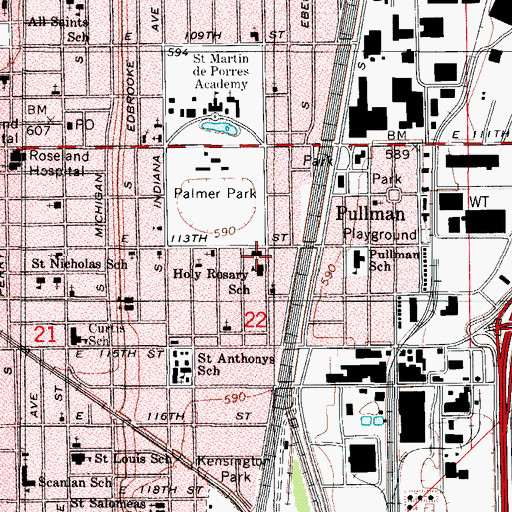 Topographic Map of Holy Rosary Roman Catholic Church, IL