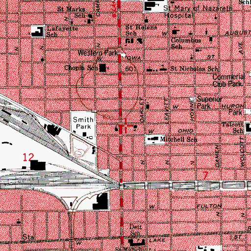 Topographic Map of Holy Rosary School, IL