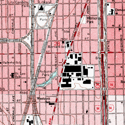 Topographic Map of Holy Temple Evangelistic Church of God in Christ, IL