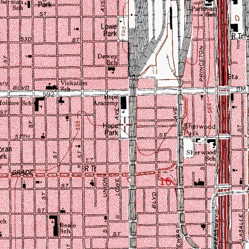 Topographic Map of Hope Park, IL