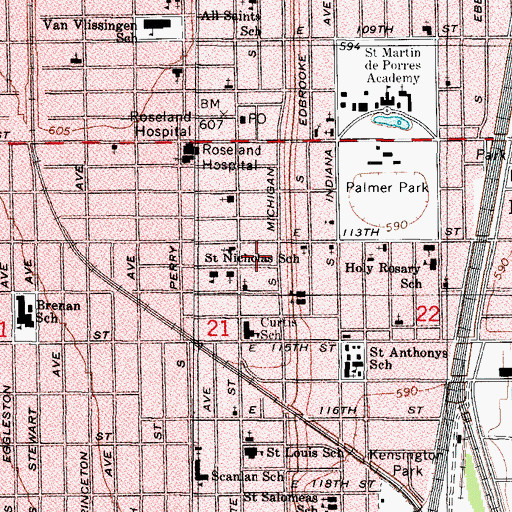 Topographic Map of House of Inspiration Church of God in Christ, IL