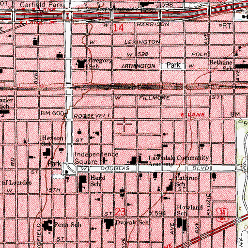 Topographic Map of House of Prayer Church of God in Christ, IL